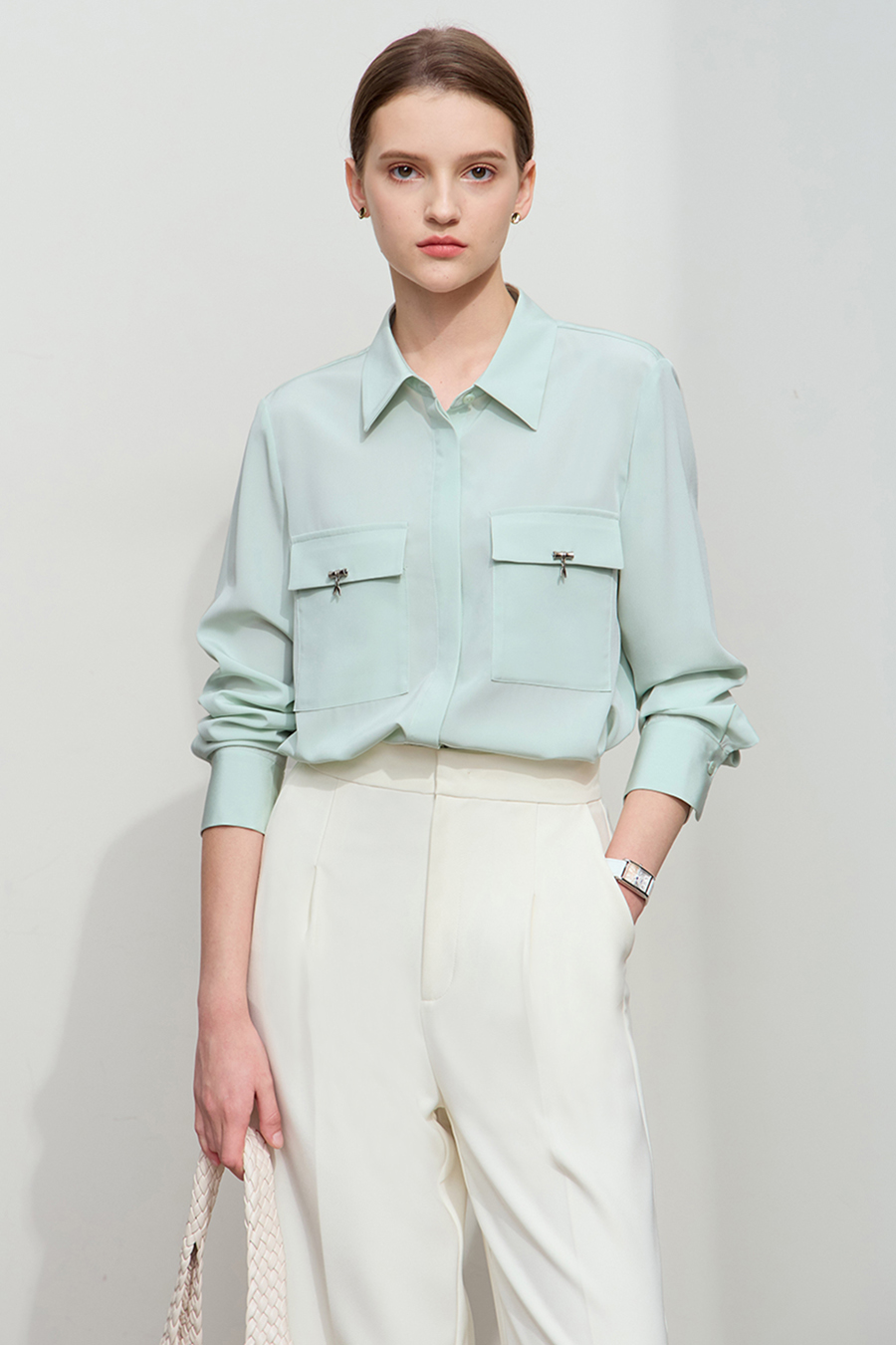 Bamboo Decor Chiffon Blouse