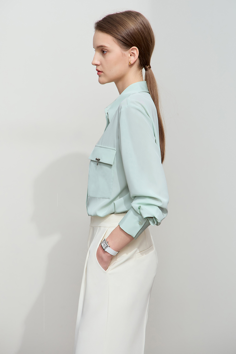 Bamboo Decor Chiffon Blouse