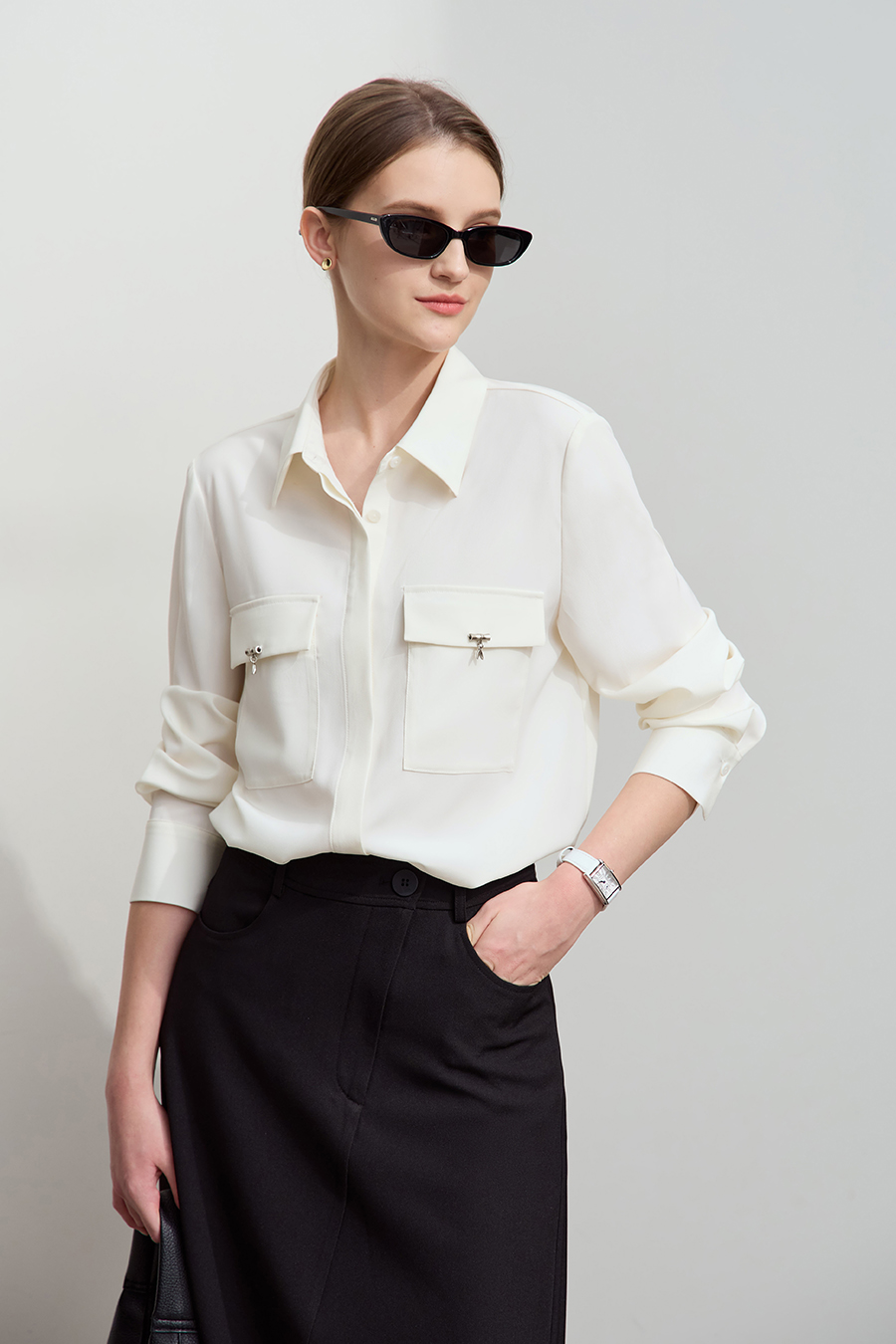 Bamboo Decor Chiffon Blouse