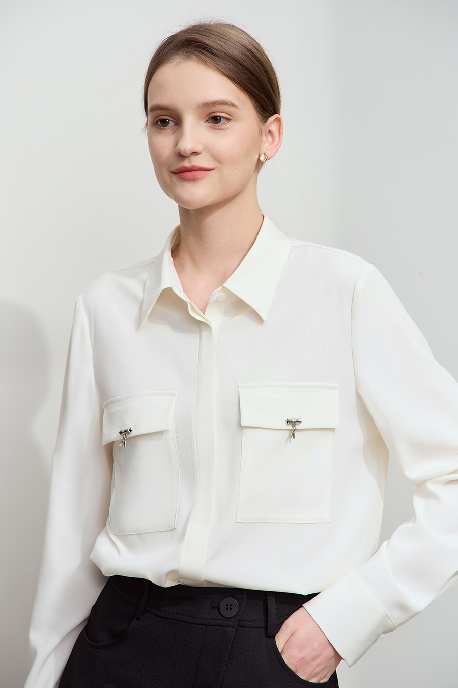 Bamboo Decor Chiffon Blouse