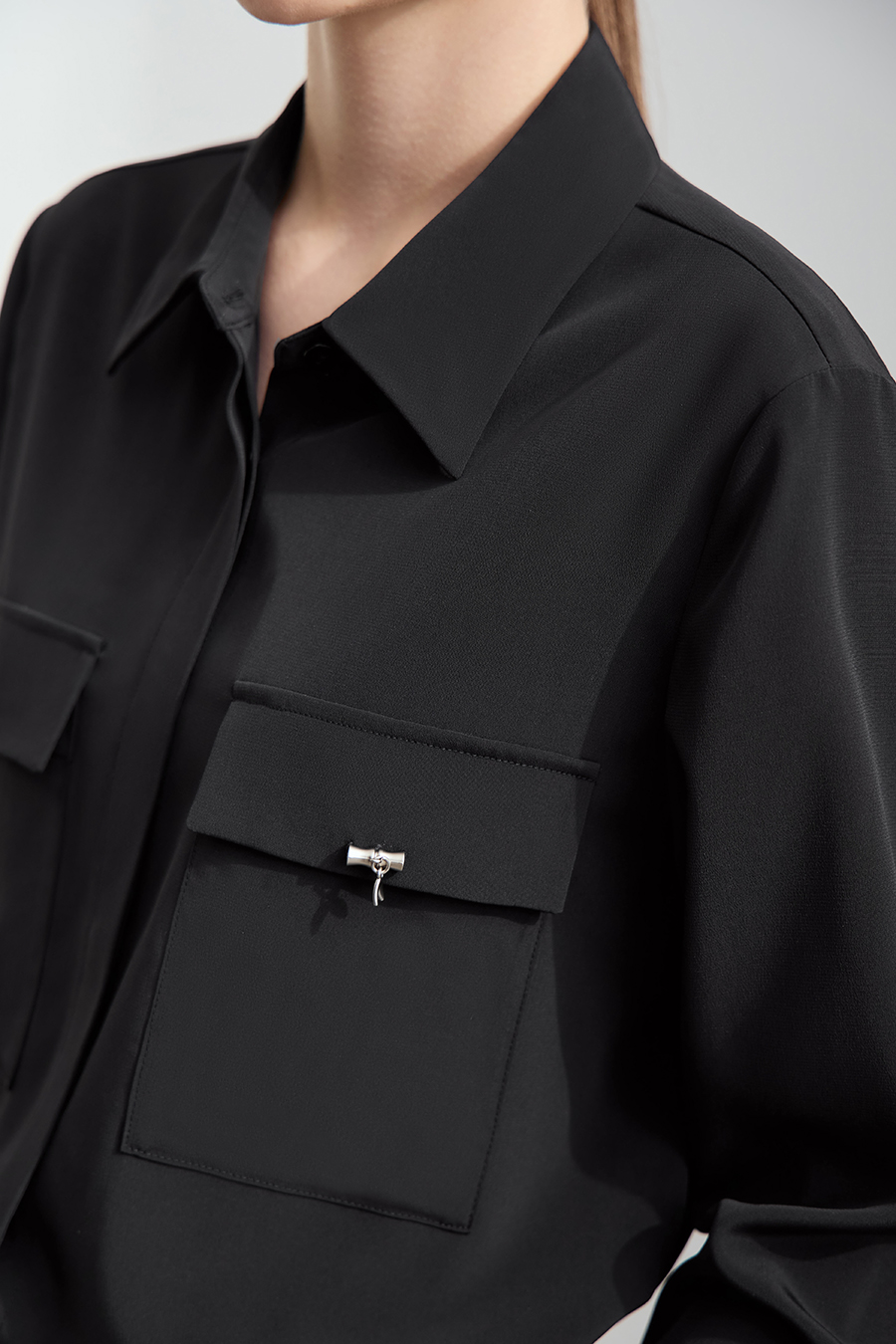 Bamboo Decor Chiffon Blouse