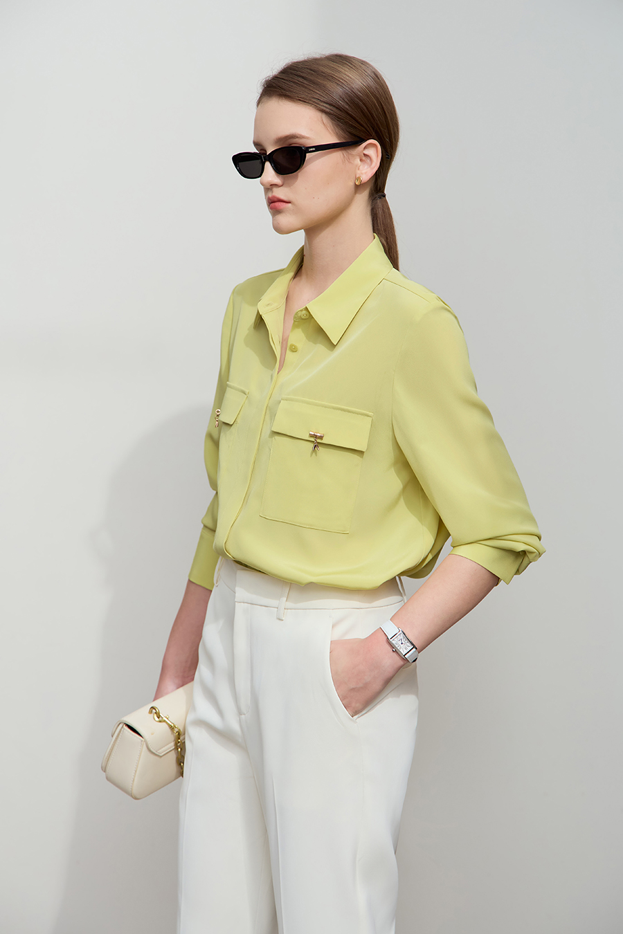 Bamboo Decor Chiffon Blouse