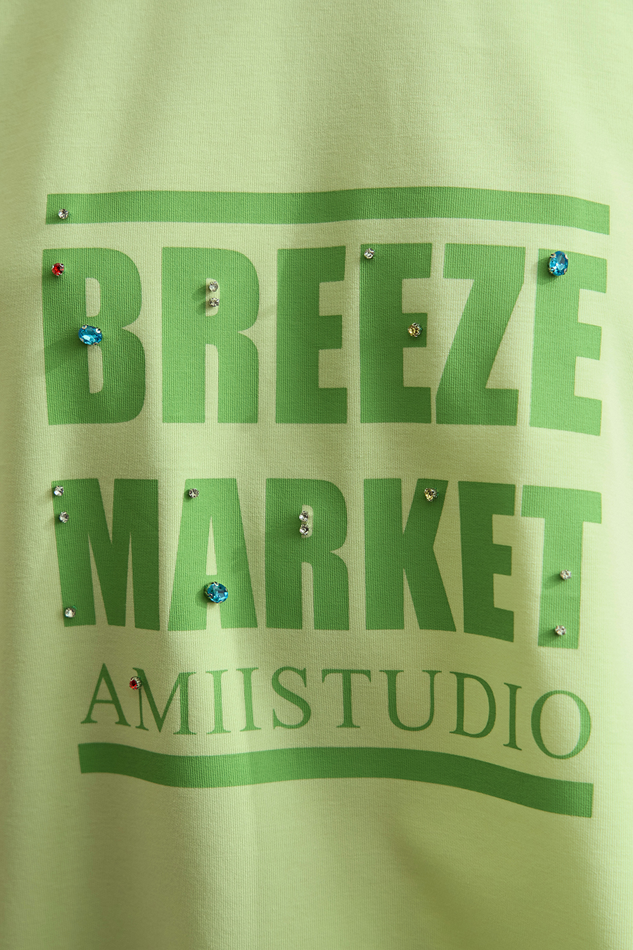 Letter printed rhinestone-studded tee|AMII