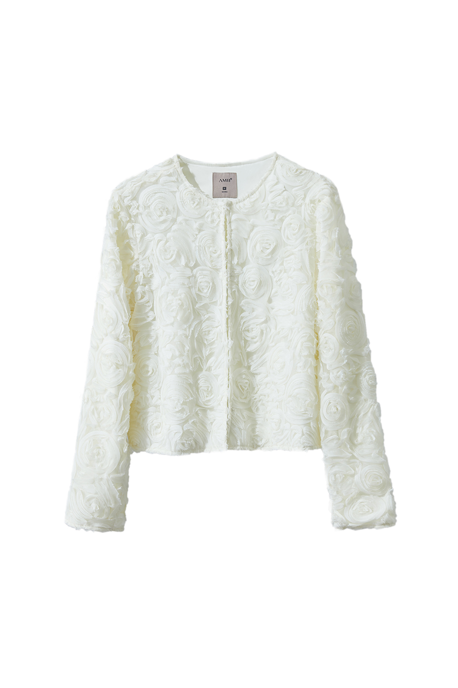 Three - dimensional Flower Crew Neck Jacket|AMII-AMII.com