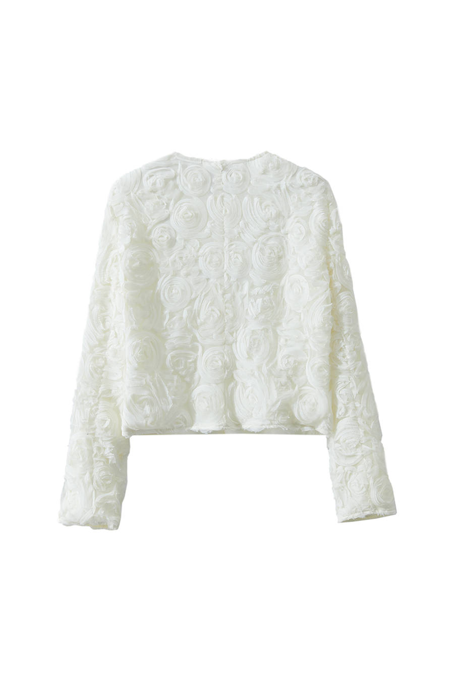 Three - dimensional Flower Crew Neck Jacket|AMII-AMII.com