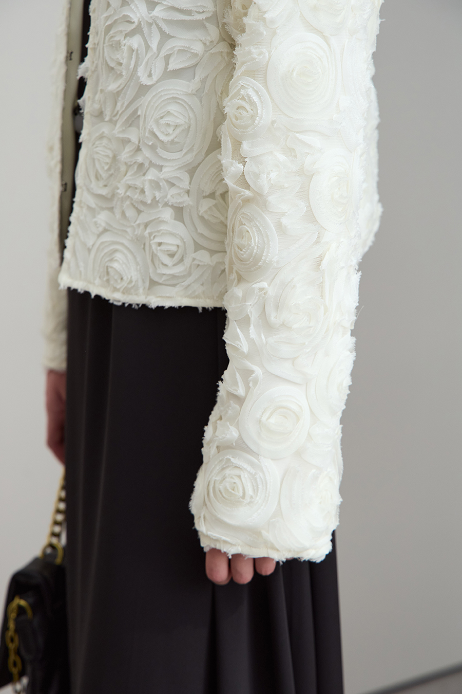 Three - dimensional Flower Crew Neck Jacket|AMII-AMII.com