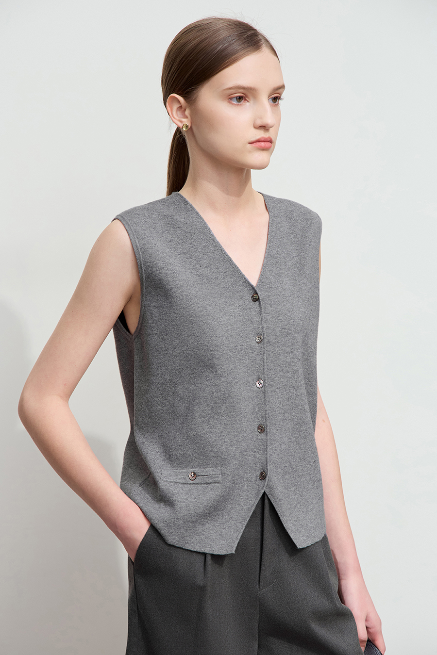 V-Neck Knitted Vest