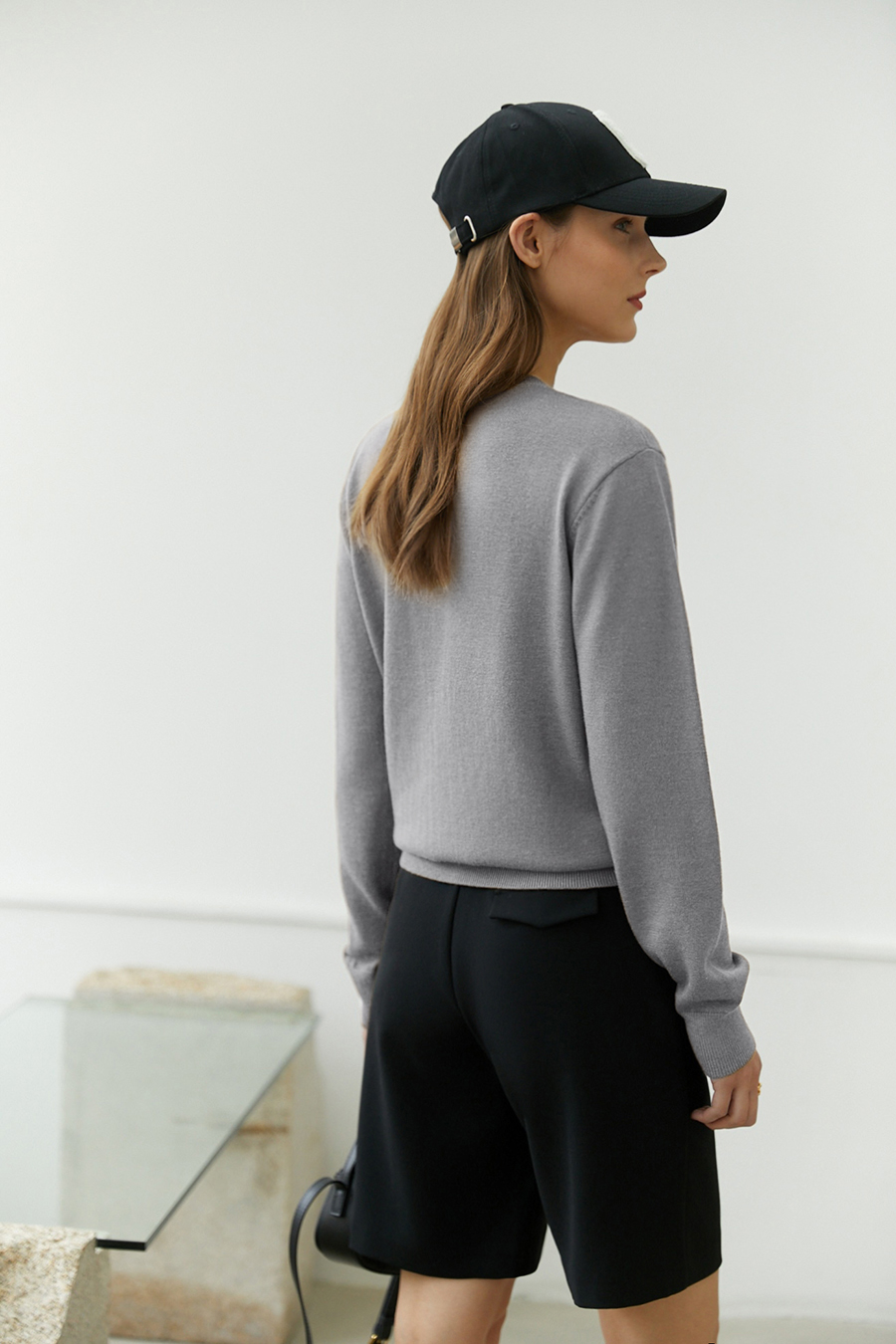 Color-block Heart Pattern Knit Cardigan