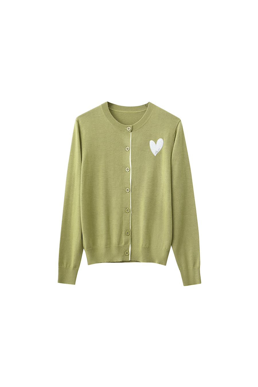 Color-block Heart Pattern Knit Cardigan