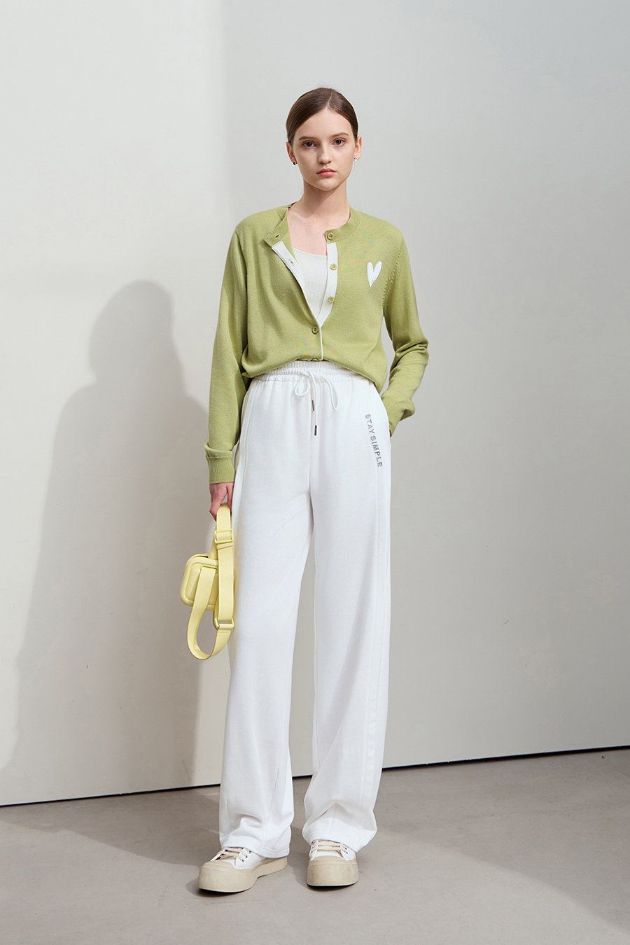 Color-block Heart Pattern Knit Cardigan