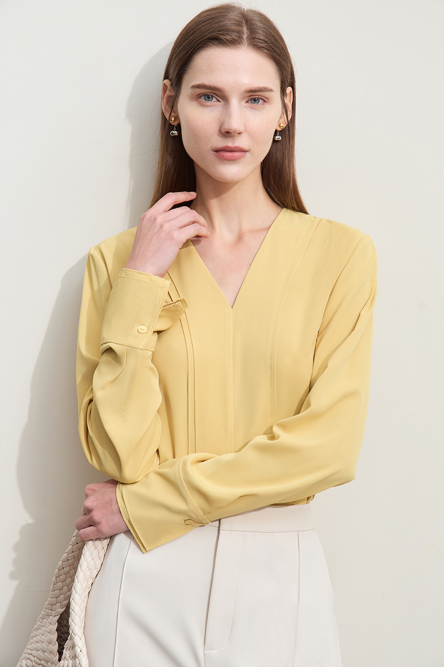 V-neck Ruffled Chiffon Blouse