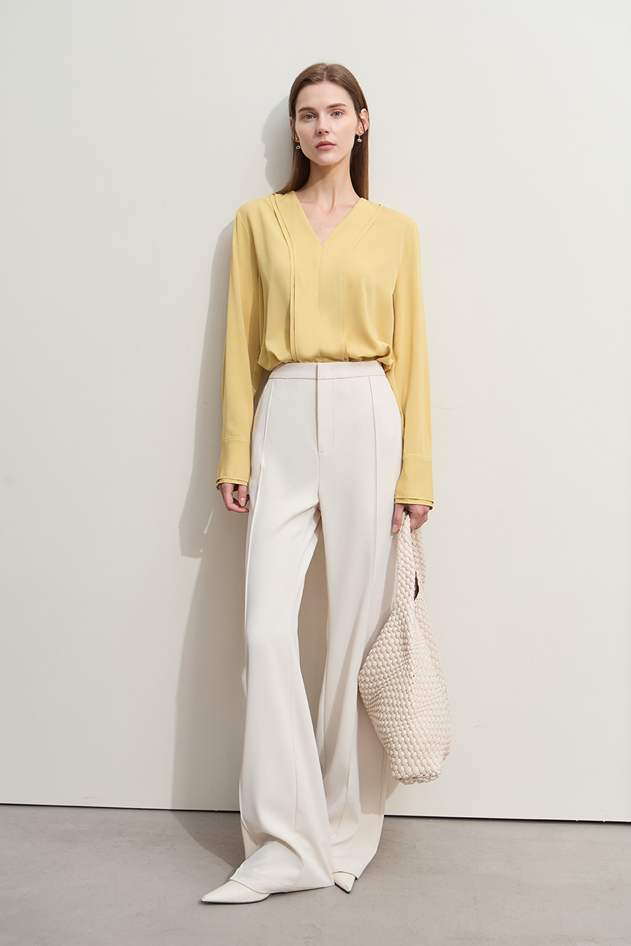 V-neck Ruffled Chiffon Blouse