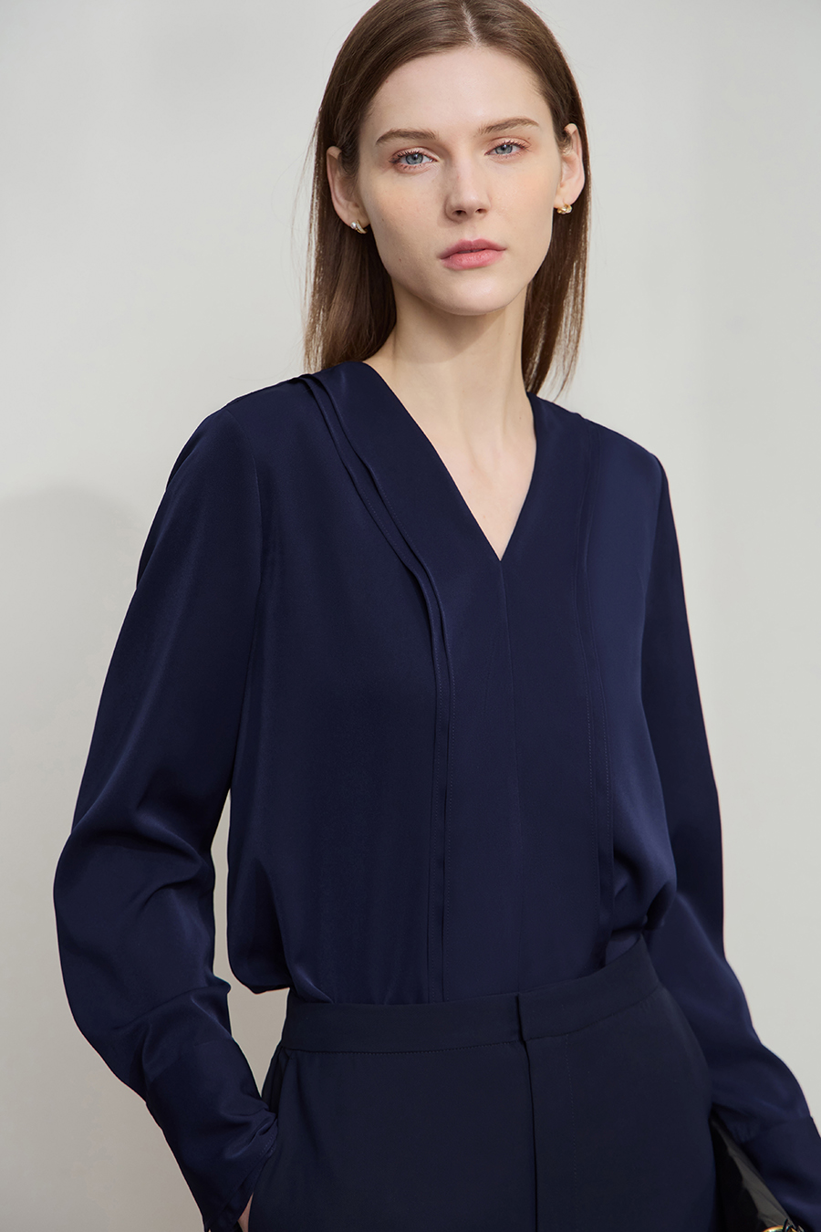 V-neck Ruffled Chiffon Blouse