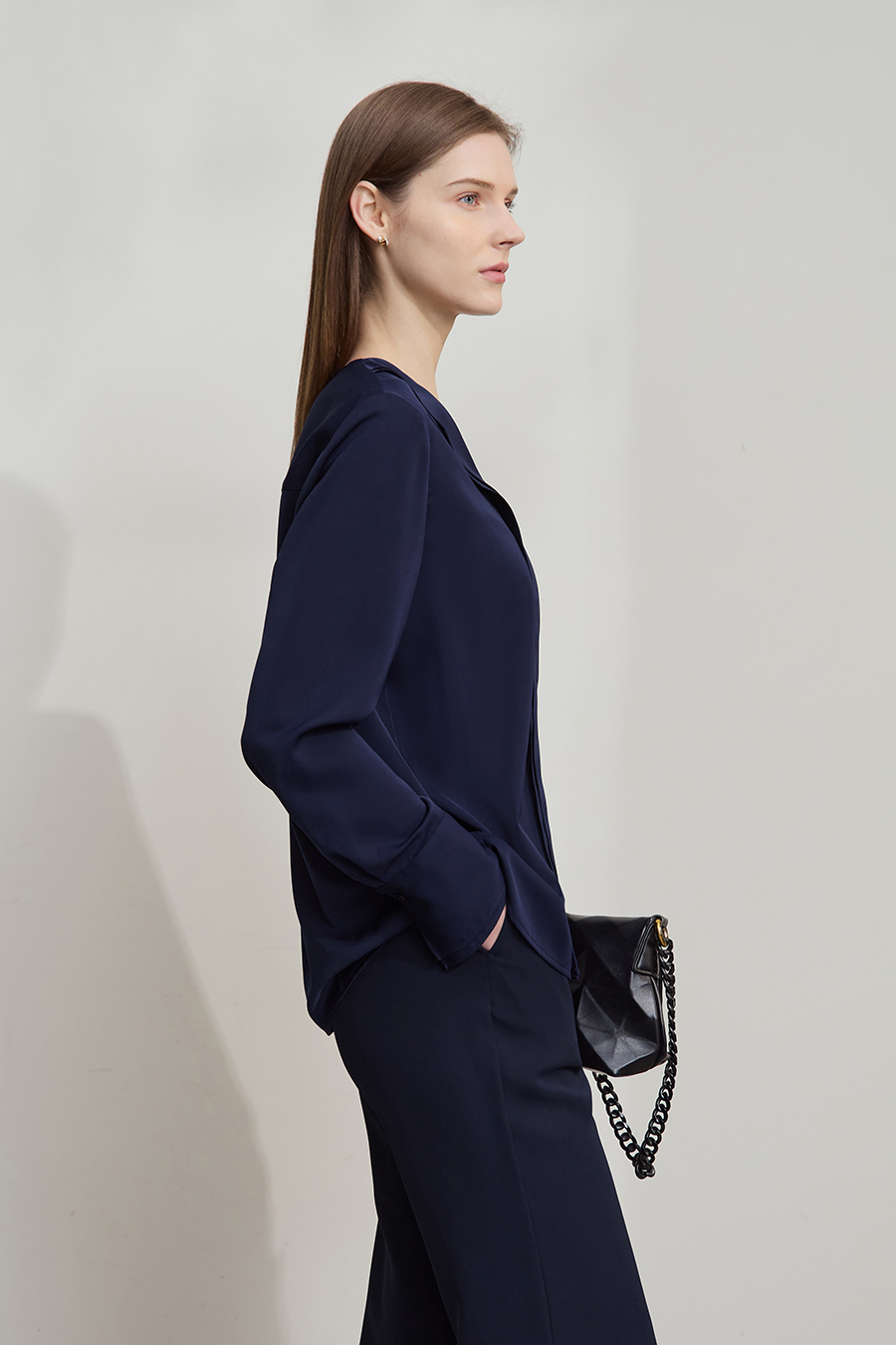 V-neck Ruffled Chiffon Blouse