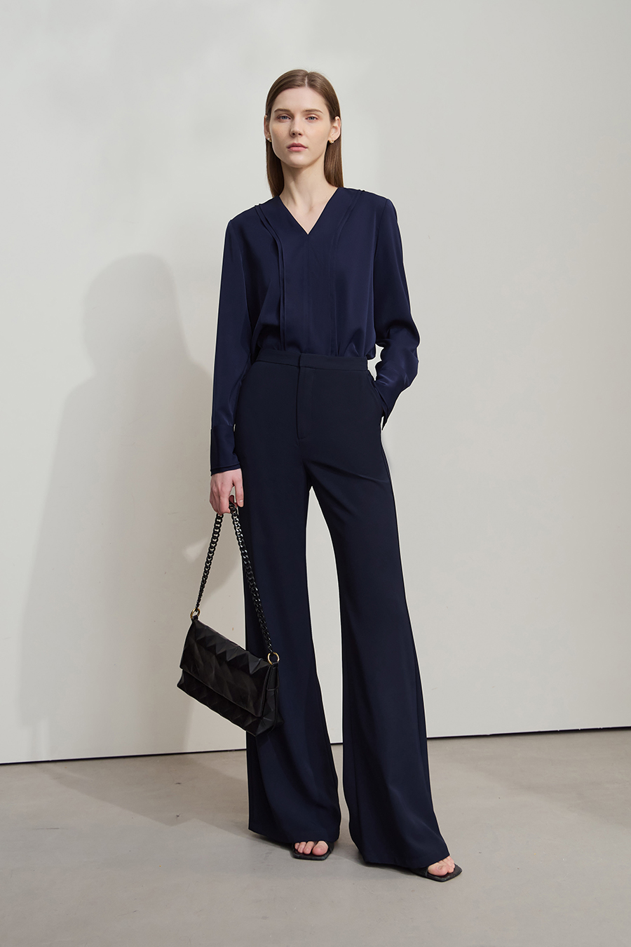 V-neck Ruffled Chiffon Blouse