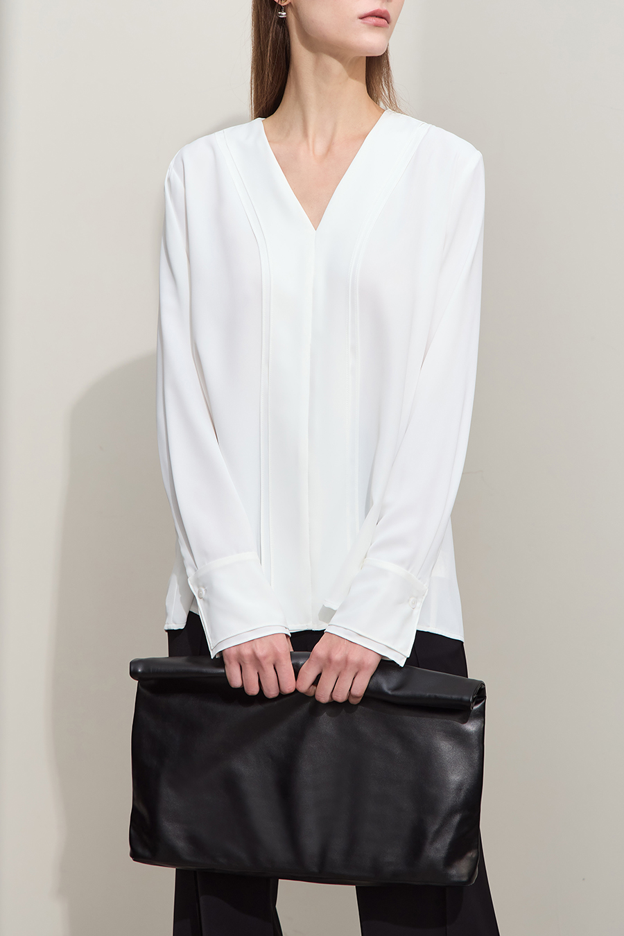 V-neck Ruffled Chiffon Blouse