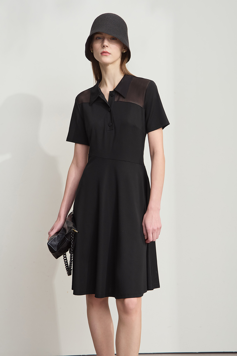 Mesh Spliced Slim-fit Dress