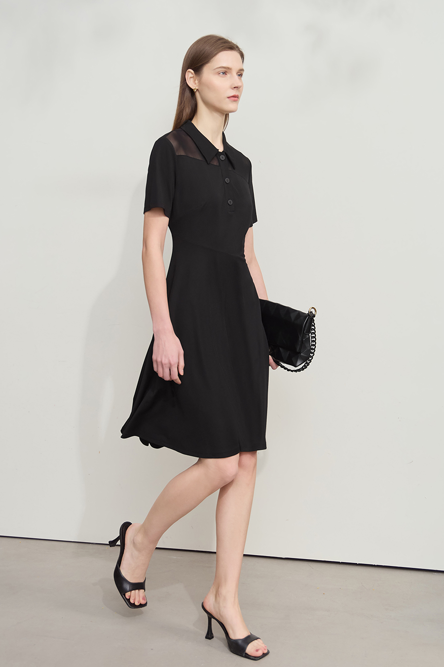 Mesh Spliced Slim-fit Dress