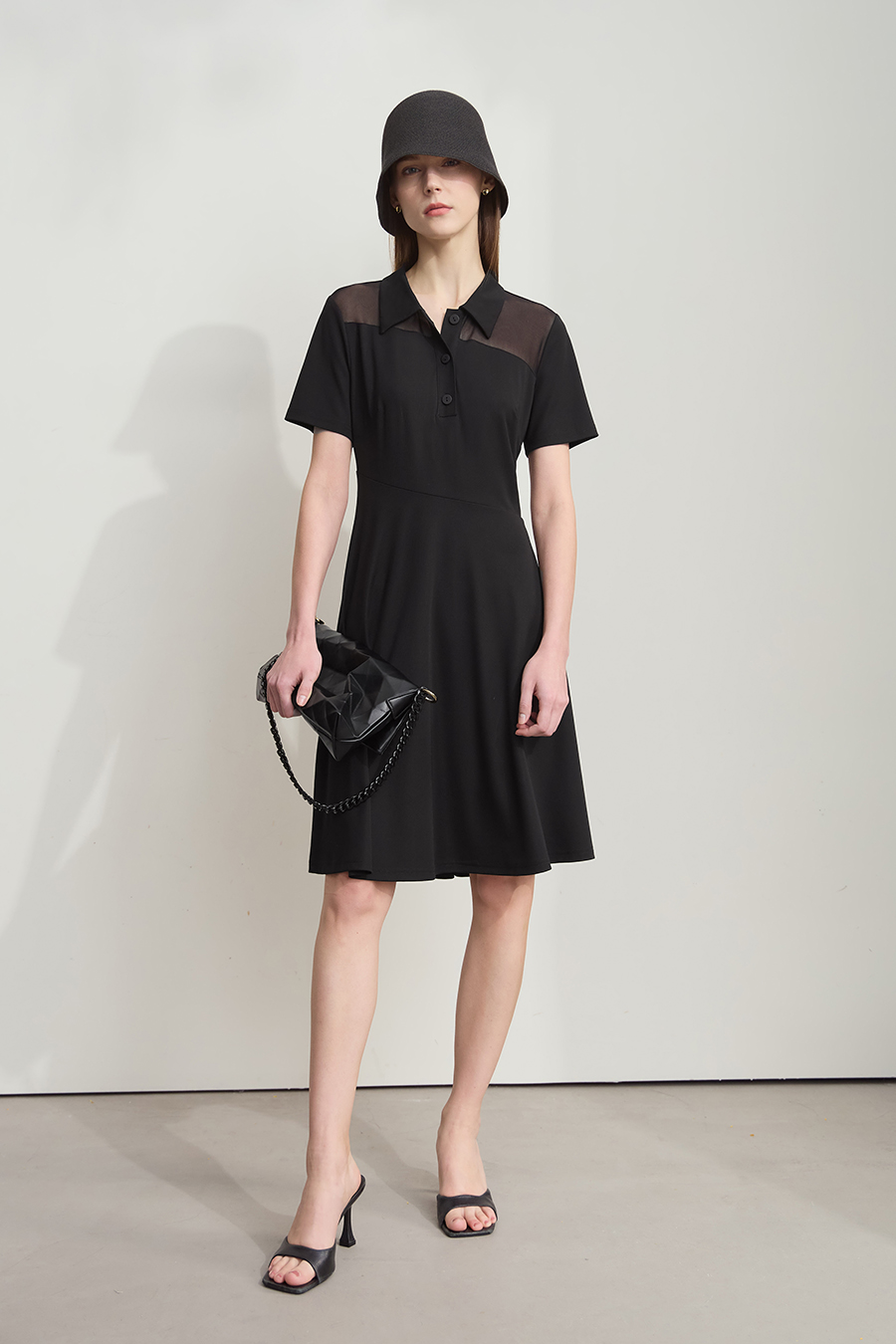 Mesh Spliced Slim-fit Dress