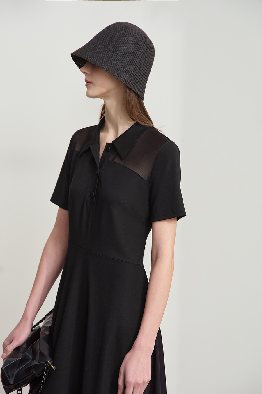 Mesh Spliced Slim-fit Dress