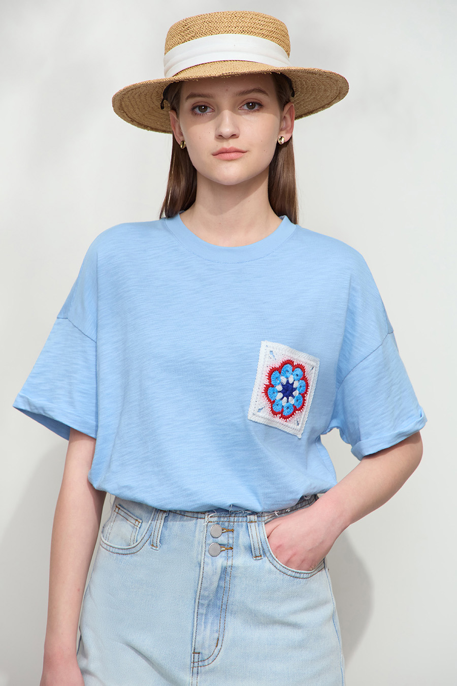 Slub Cotton Jacquard T-shirt