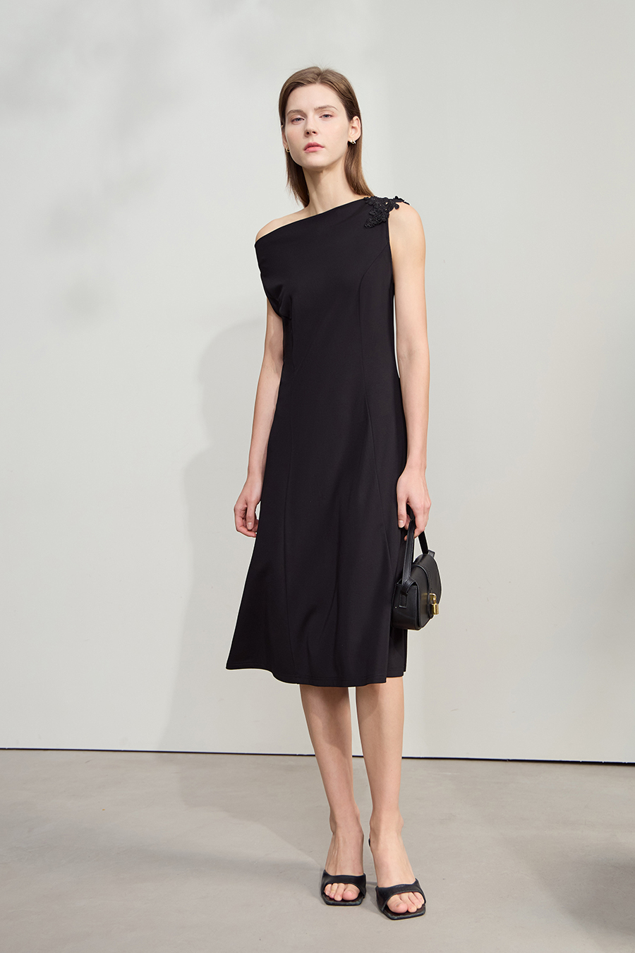 Roman Fabric Cowl Neck Dress