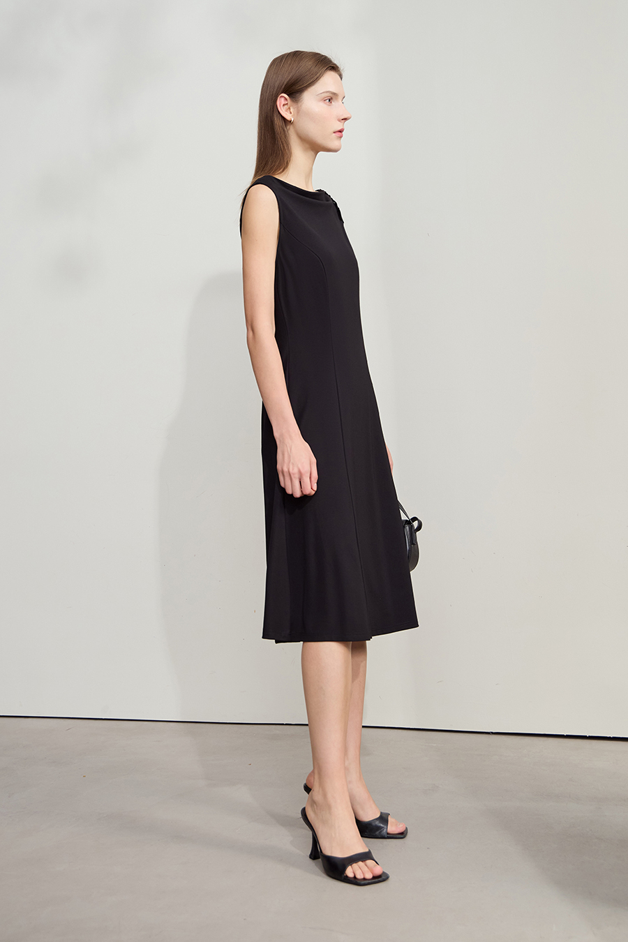 Roman Fabric Cowl Neck Dress