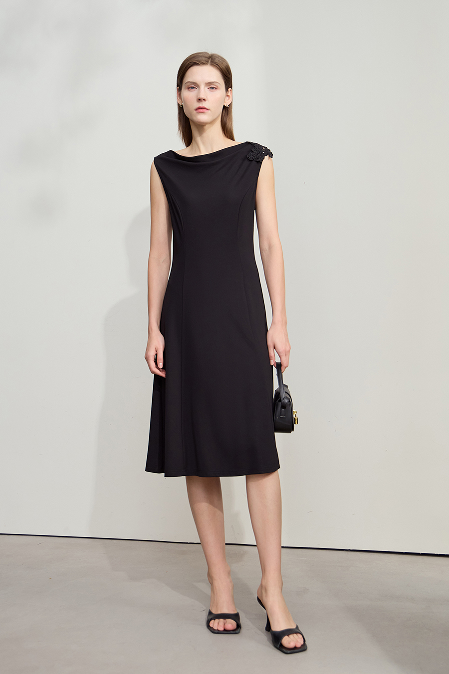 Roman Fabric Cowl Neck Dress