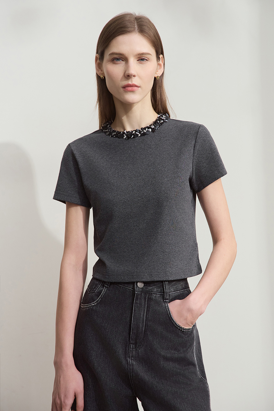 Bead & Sequin Decorated T-shirt