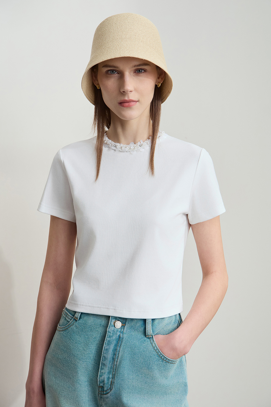 Bead & Sequin Decorated T-shirt