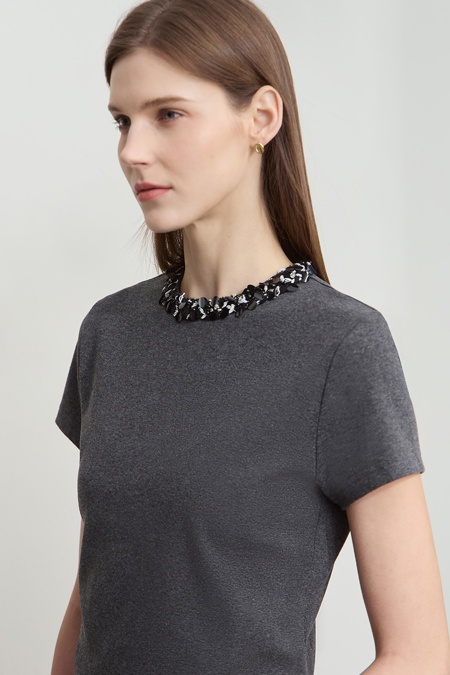 Bead & Sequin Decorated T-shirt