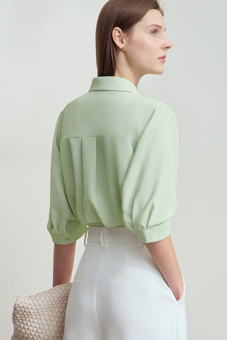 Lace Splicing Cool-touch Chiffon Blouse