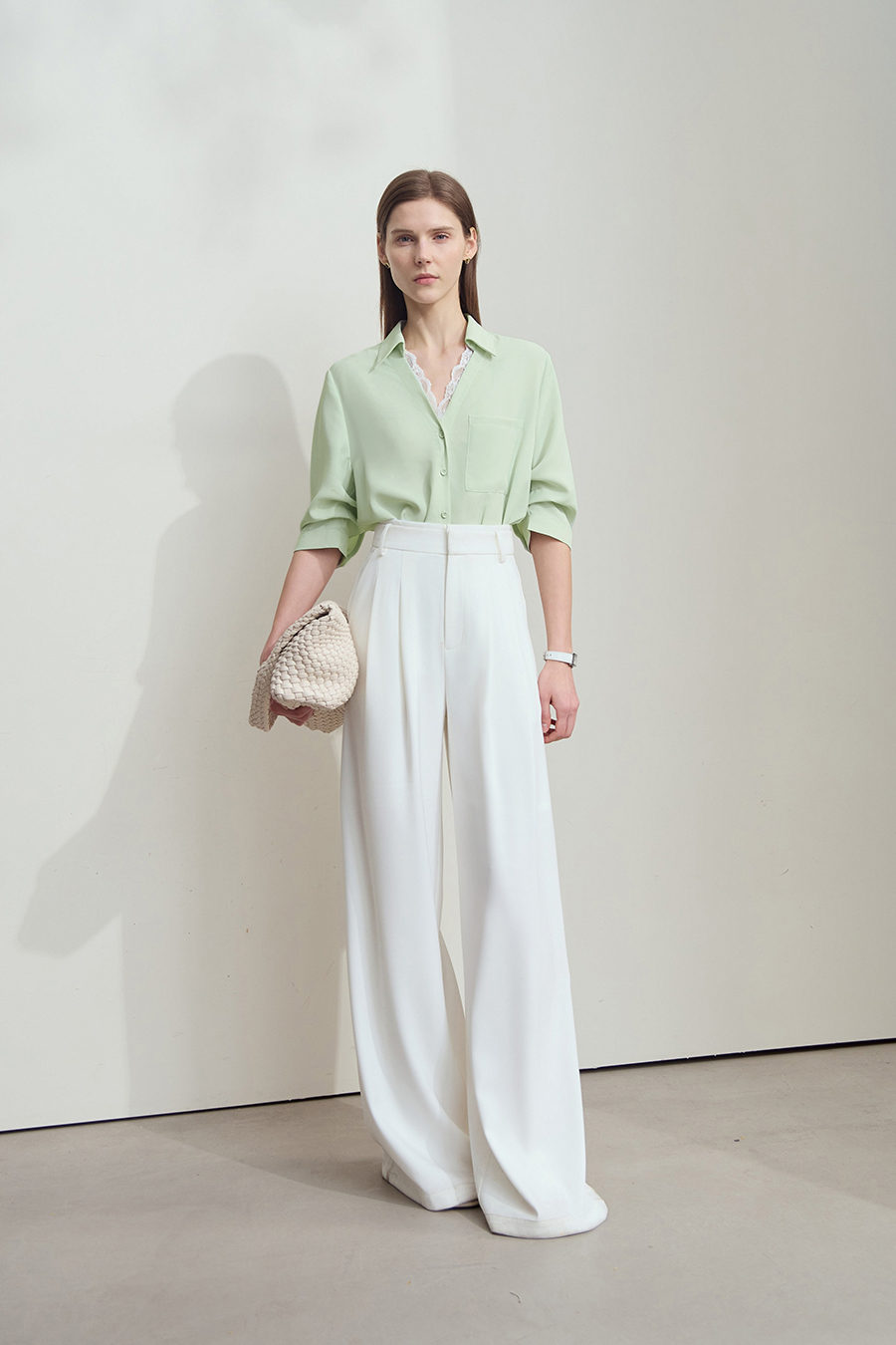 Lace Splicing Cool-touch Chiffon Blouse