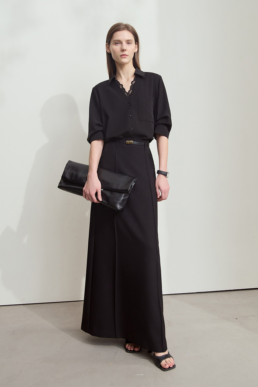 Lace Splicing Cool-touch Chiffon Blouse