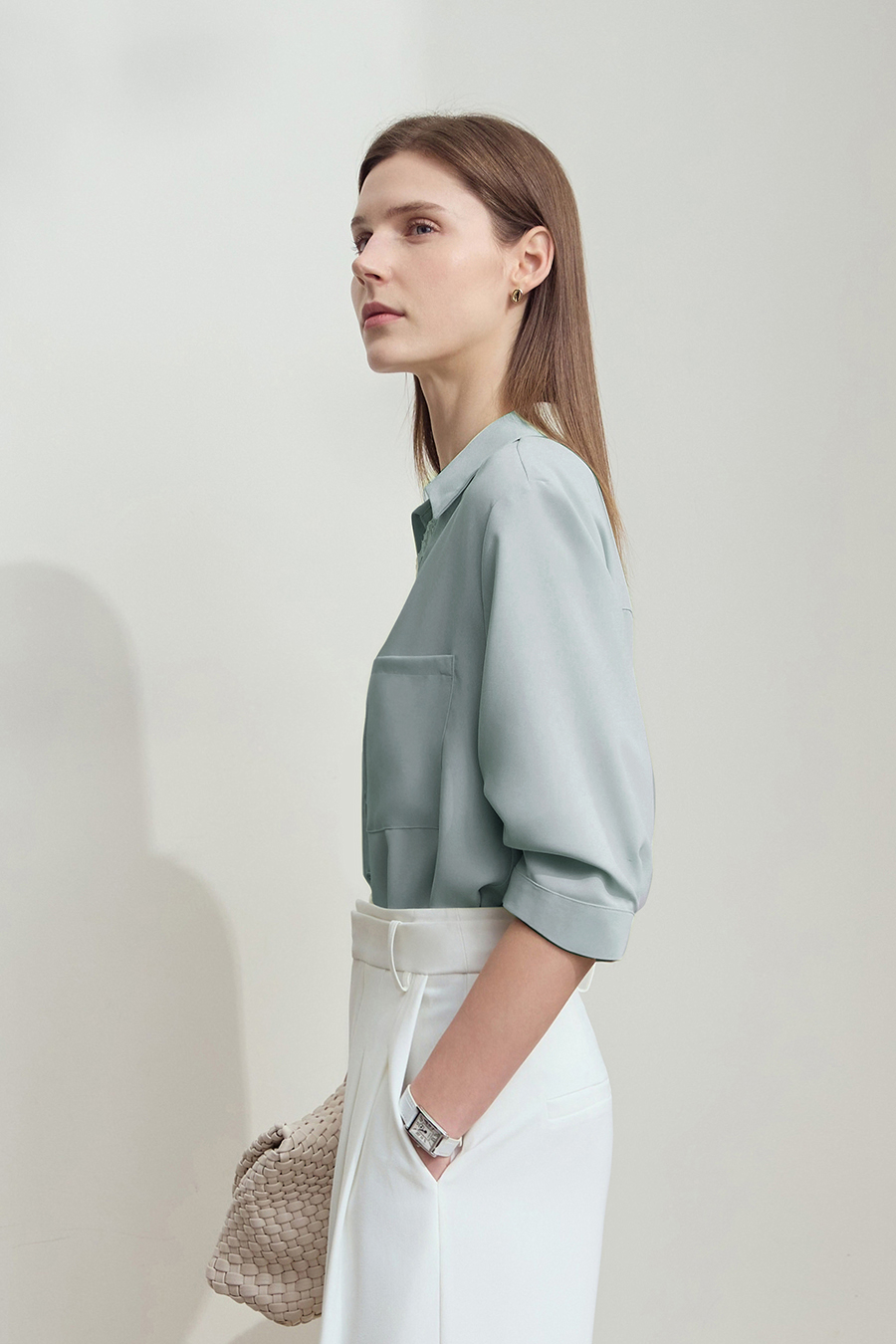 Lace Splicing Cool-touch Chiffon Blouse