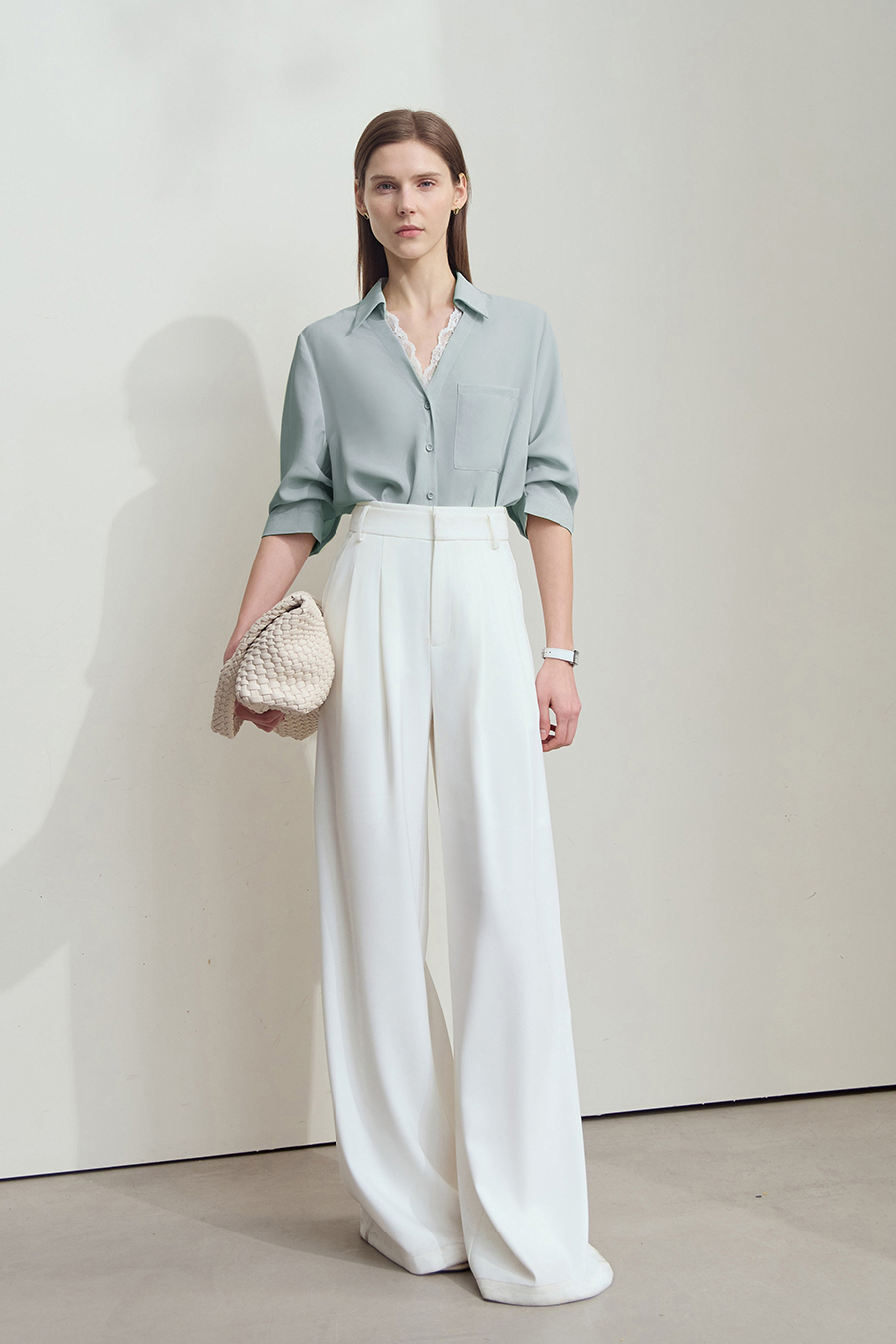 Lace Splicing Cool-touch Chiffon Blouse