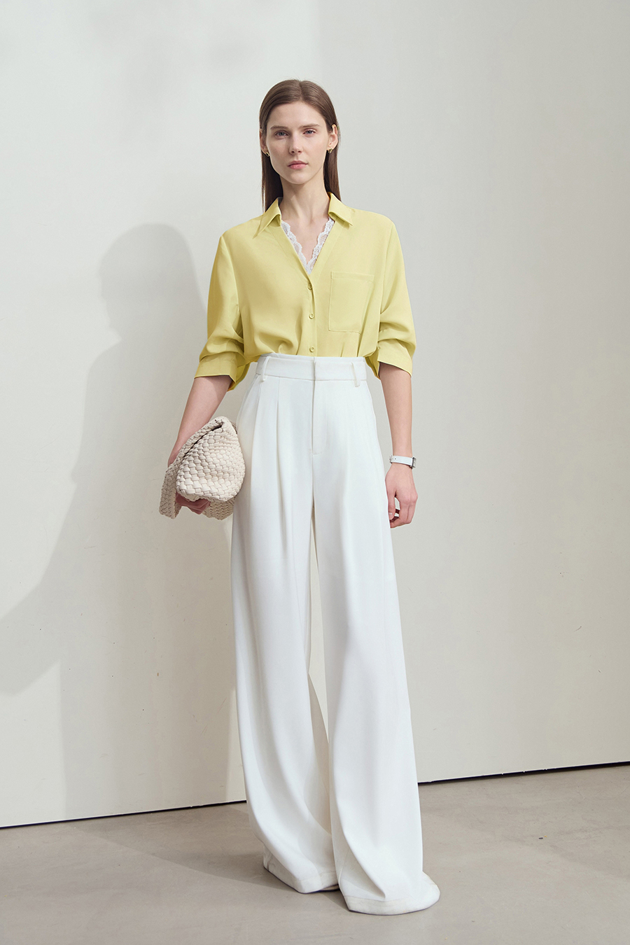 Lace Splicing Cool-touch Chiffon Blouse