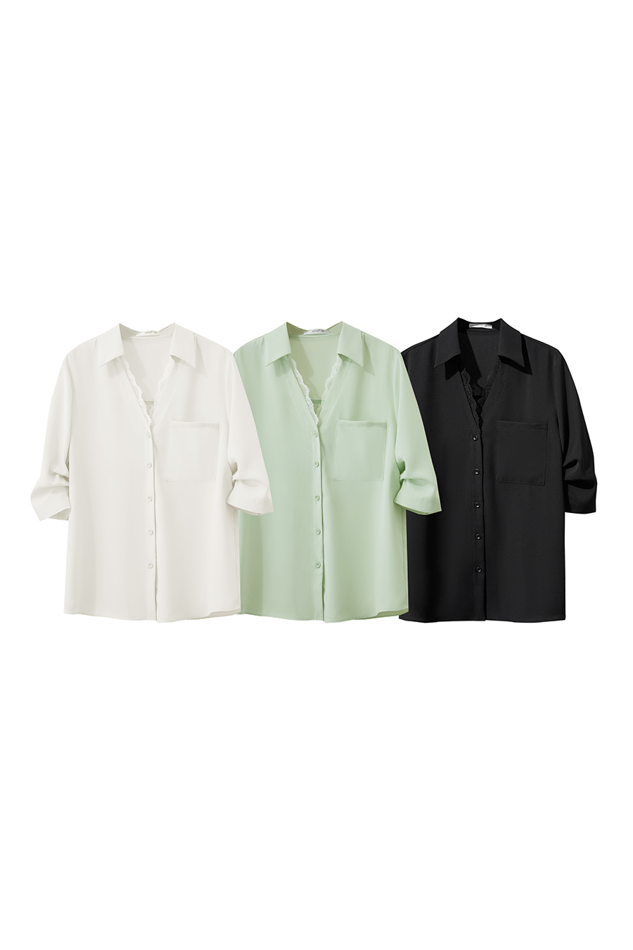 Lace Splicing Cool-touch Chiffon Blouse