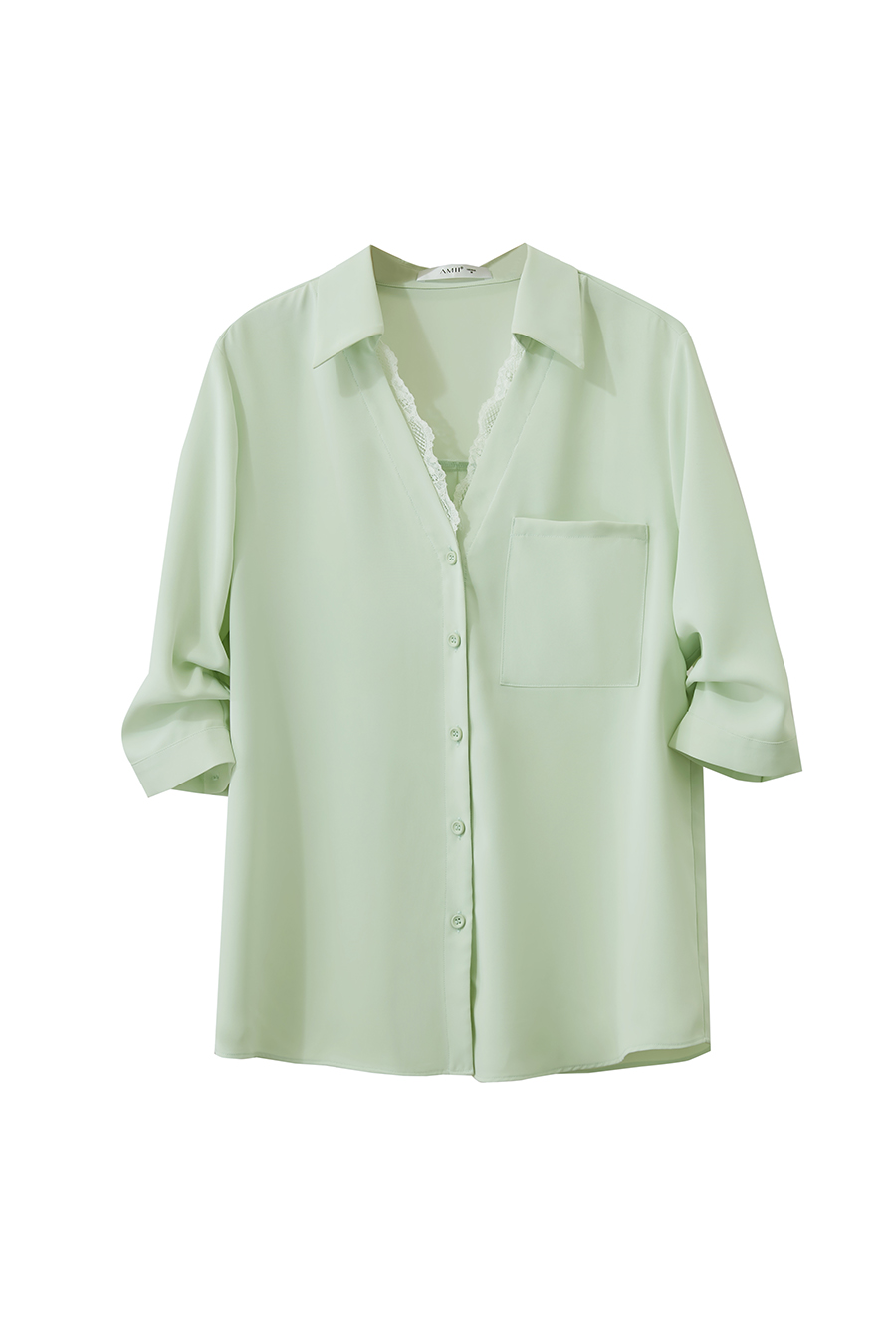 Lace Splicing Cool-touch Chiffon Blouse