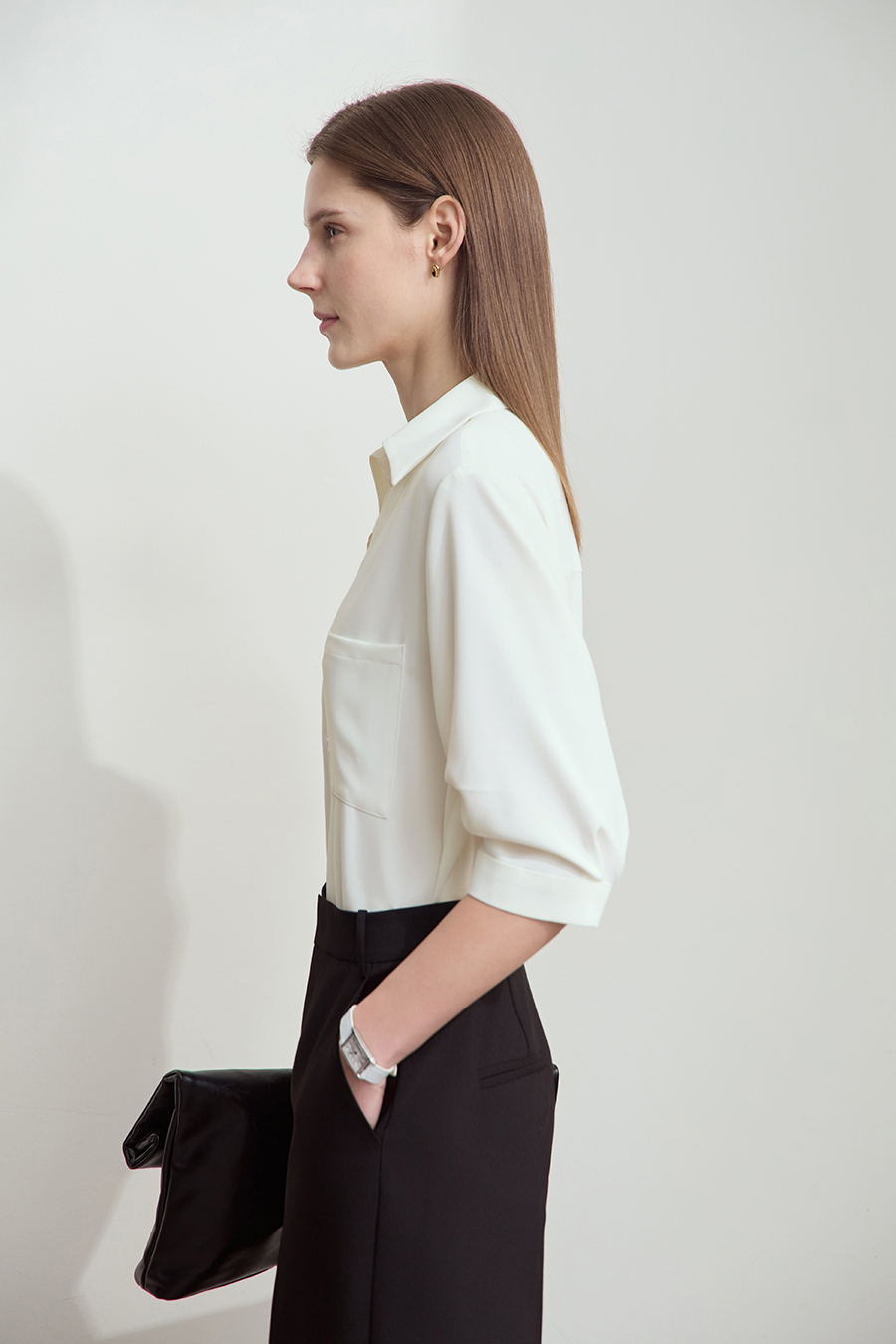 Lace Splicing Cool-touch Chiffon Blouse