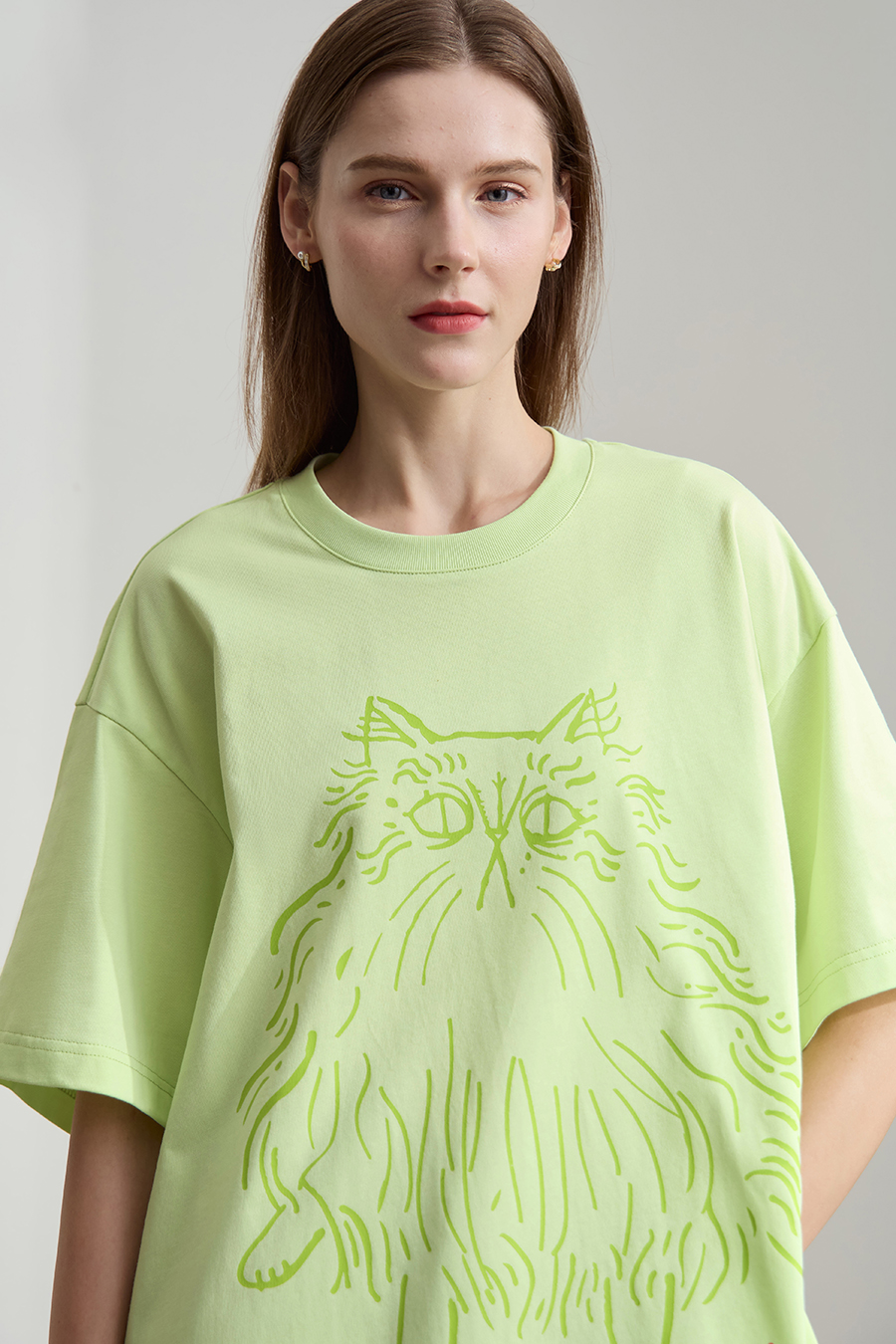 Cat Printed Cotton T-shirt