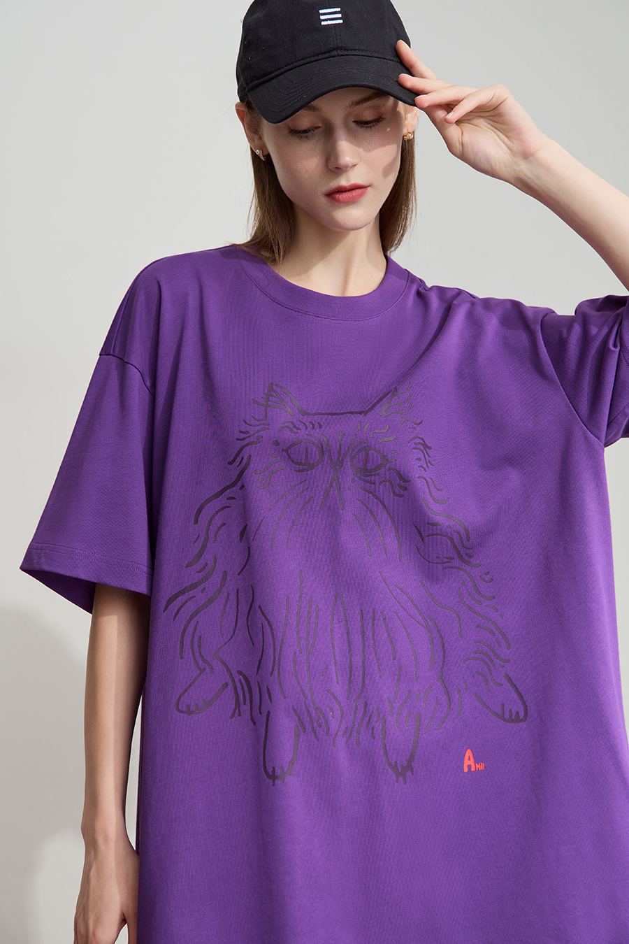 Cat Printed Cotton T-shirt