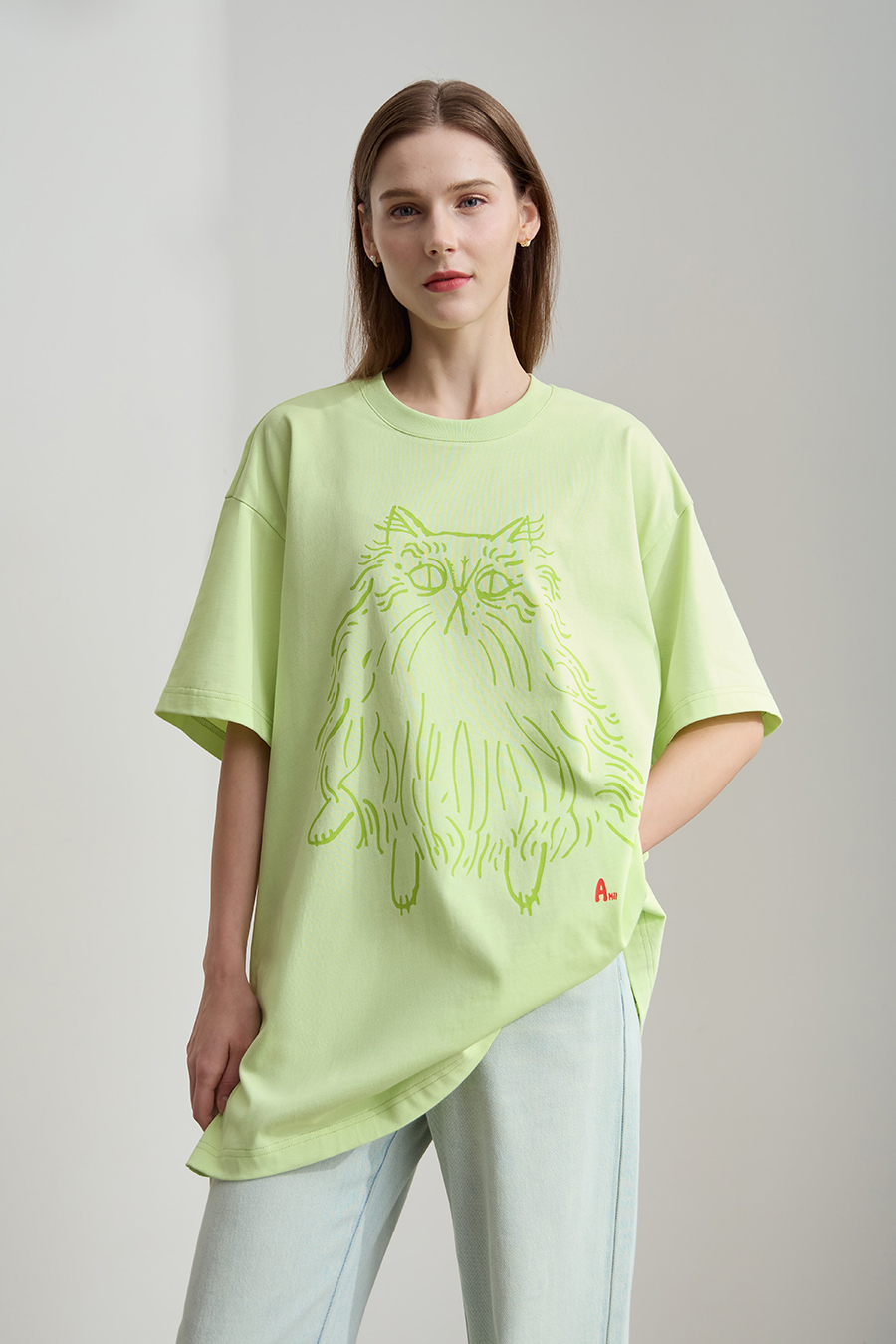 Cat Printed Cotton T-shirt