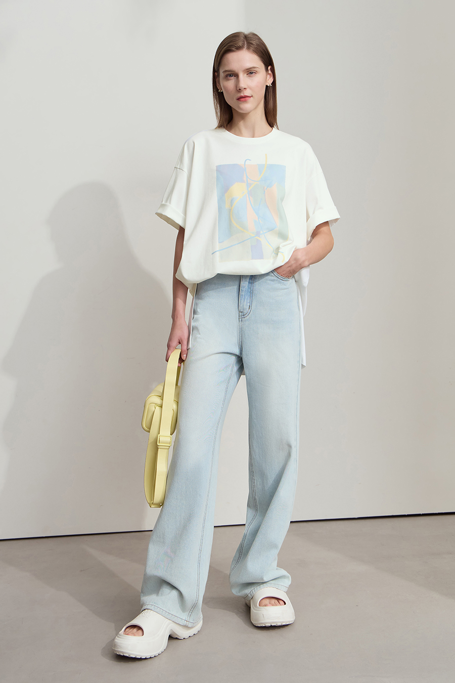Abstract print drop-shoulder tee|AMII