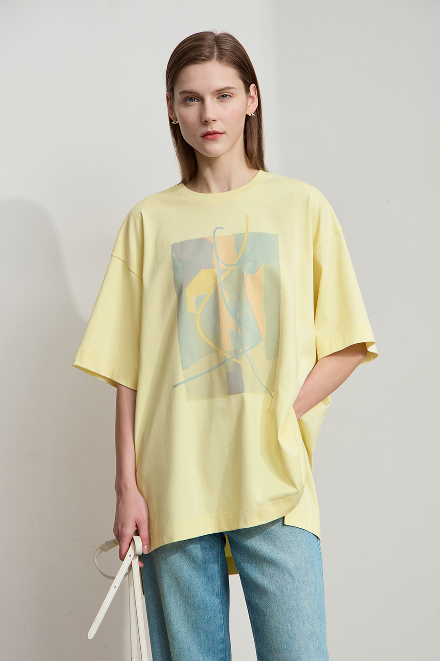 Abstract print drop-shoulder tee|AMII