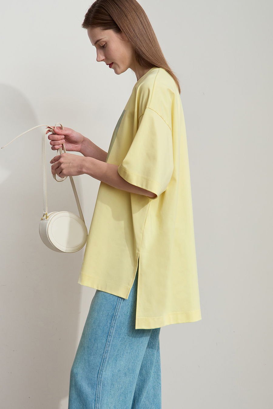 Abstract print drop-shoulder tee|AMII