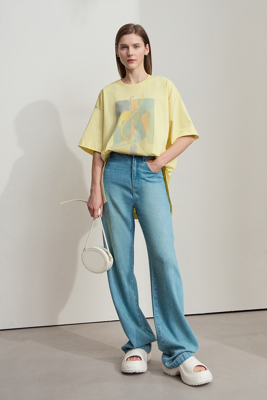 Abstract print drop-shoulder tee|AMII
