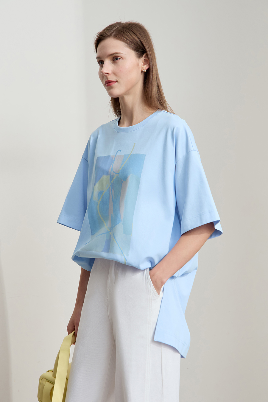 Abstract print drop-shoulder tee|AMII