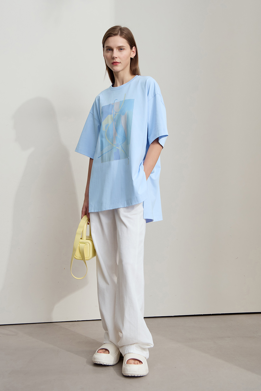 Abstract print drop-shoulder tee|AMII