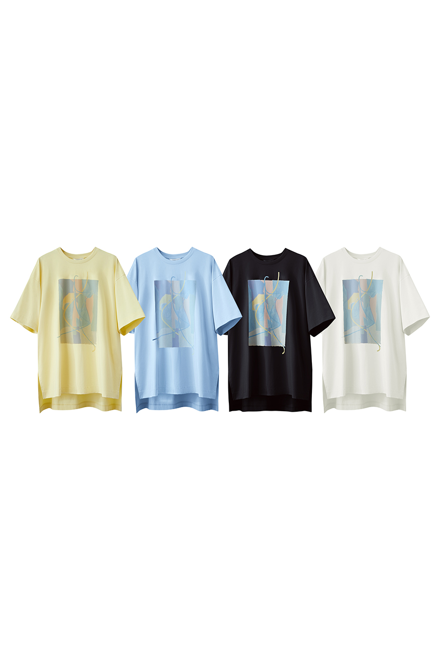 Abstract print drop-shoulder tee|AMII